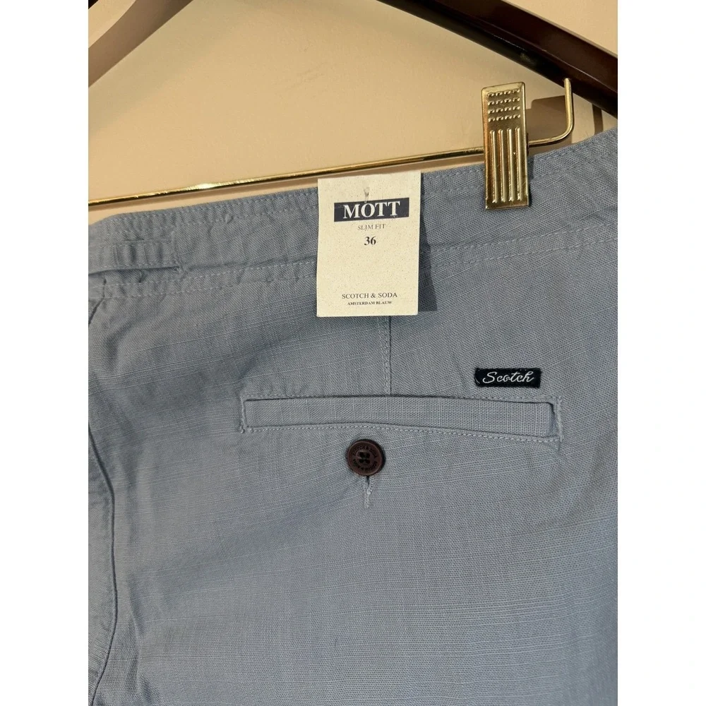 Scotch & Soda Mott Super Slim Fit Chino Pants Men's 36 Light Blue Drawstring NWT